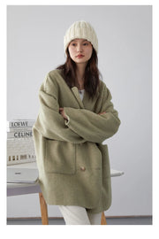 Women's Woolen Coats | Loose Casual Double Breasted Retro Jacket