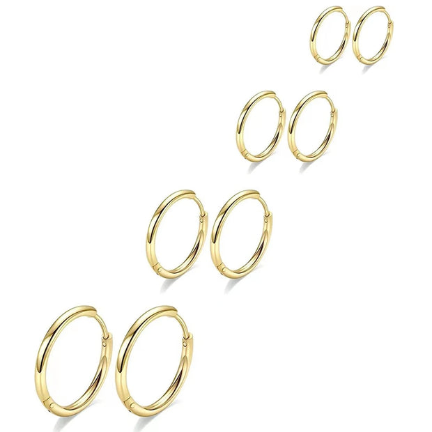 Stainless Steel Circular Earrings Set