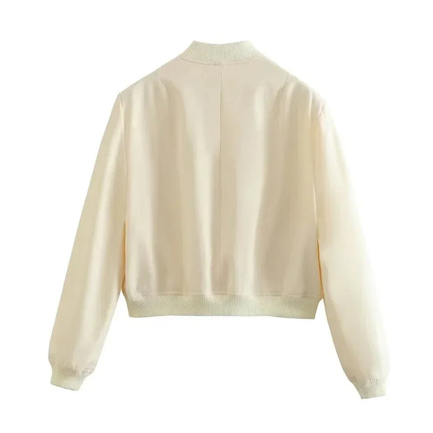 Women's White Bomber Jacket | Coat for Autumn & Winter