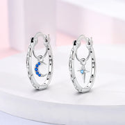 925 Silver Star Moon Drop Earrings