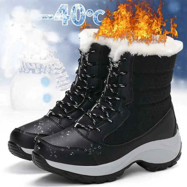 Women's Platform Snow Boots | Waterproof Fur Ankle & Thigh High Winter Walking Shoes