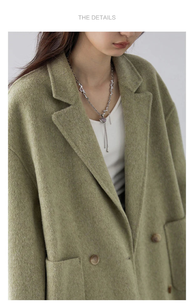 Women's Woolen Coats | Loose Casual Double Breasted Retro Jacket