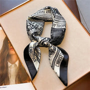 Small Silk Scarf, 70cm Letter Print