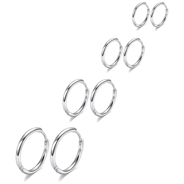 Stainless Steel Circular Earrings Set