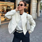 Women's White Bomber Jacket | Coat for Autumn & Winter