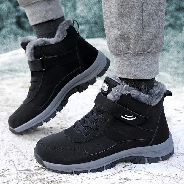 Snow Boots for Men Casual Winter Shoes Platform Non-slip Warm Fur Ankle Boots Plush Combat Outdoor Hiking Motorcycle Boots