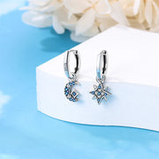 925 Silver Star Moon Drop Earrings