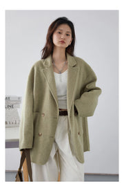 Women's Woolen Coats | Loose Casual Double Breasted Retro Jacket