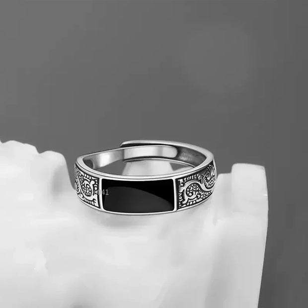 Black Dragon Ring, Silver Open Design