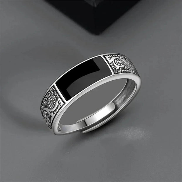 Black Dragon Ring, Silver Open Design