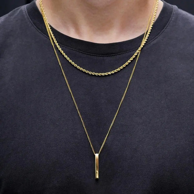 Vertical Bar Necklace for Men, Layered