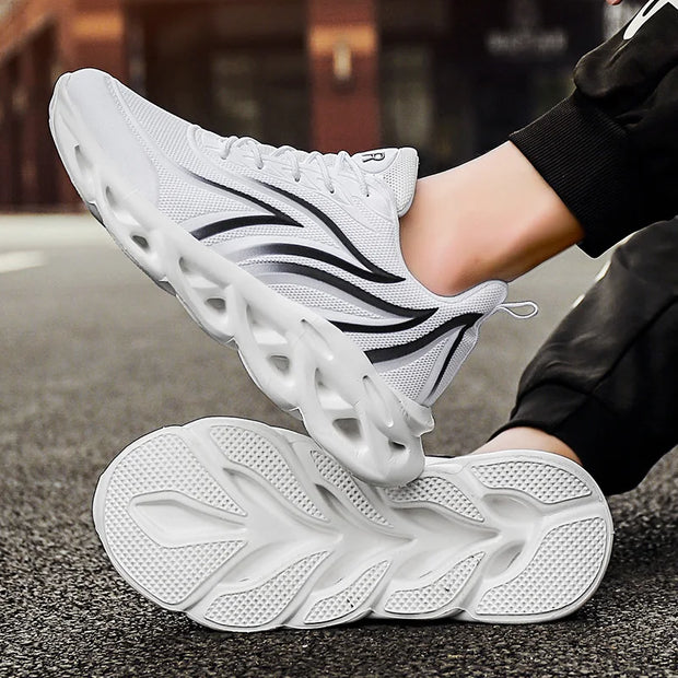 Men's Flame Printed Sneakers Flying Weave Sports Shoes Comfortable Running Shoes Outdoor Men Athletic Shoes