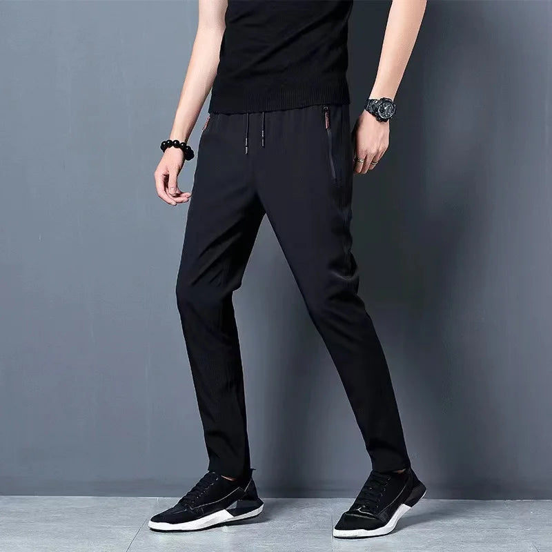 Korean ice silk Jin round thin sports pants