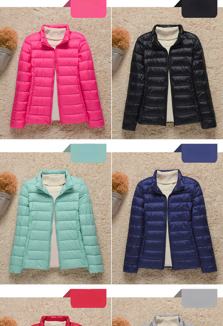 Women's Light White Duck Down Jacket | Slim Puffer Coat for Winter