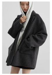 Women's Woolen Coats | Loose Casual Double Breasted Retro Jacket