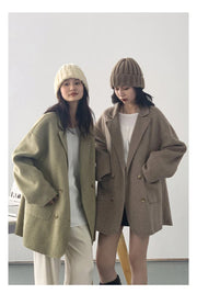 Women's Woolen Coats | Loose Casual Double Breasted Retro Jacket