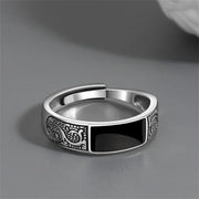 Black Dragon Ring, Silver Open Design