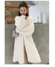 white Long Cardigan for women 2024 winter clothes Knitted fluffy long sleeve Cashmere sweater coat clotkorean style warm vintage