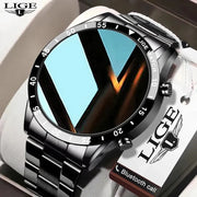 LIGE Luxury Full Circle Touch Screen Men Smart Watch Bluetooth Call Steel Band Waterproof Sports Fitness Watch For Android IOS