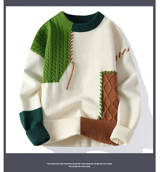 Men's Knitted Sweater, Patchwork