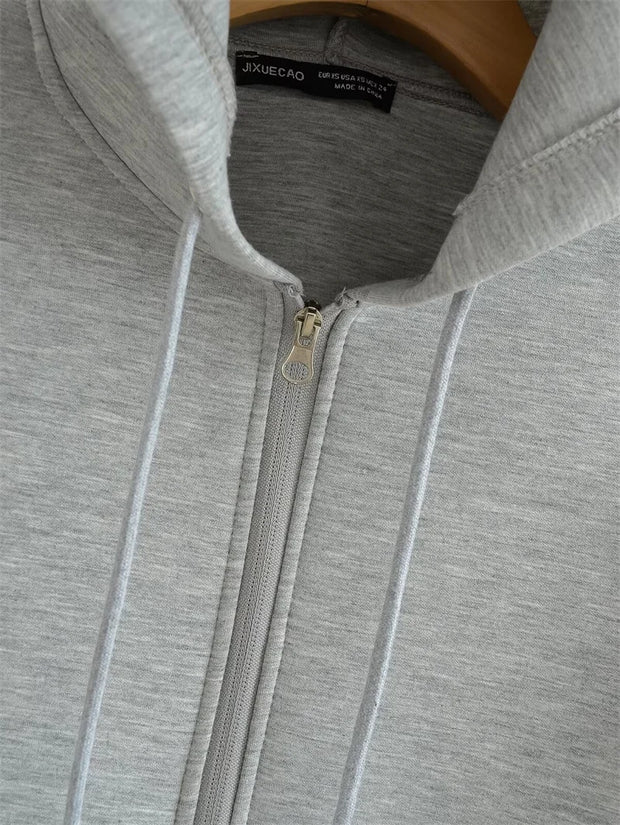 Women's Oversized Zipper Hoodie | High Street Unisex Style with Double Pockets