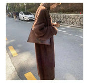 white Long Cardigan for women 2024 winter clothes Knitted fluffy long sleeve Cashmere sweater coat clotkorean style warm vintage