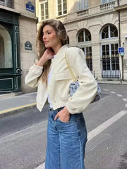 Women's White Bomber Jacket | Coat for Autumn & Winter