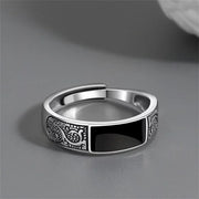 Black Dragon Ring, Silver Open Design