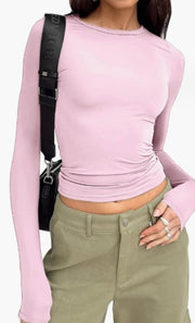 Women's Slim Fit Pullover Shirt – Solid Color