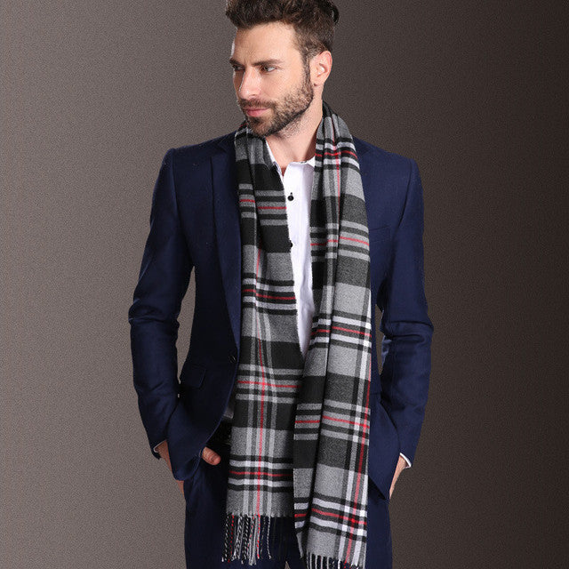 Men's Tartan Shawl – Warm Winter Scarf