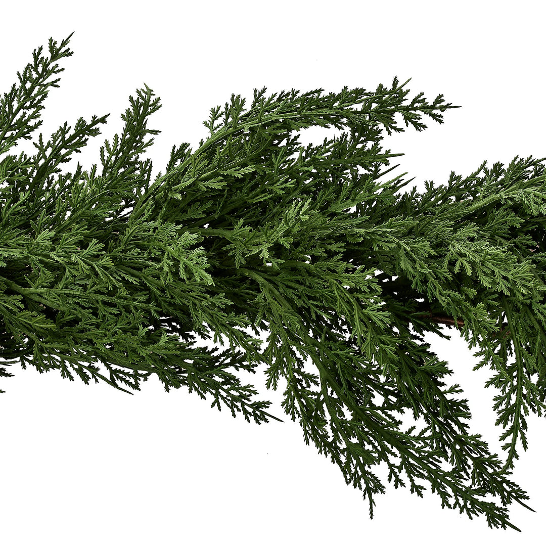 My Texas House 9ft Non-lit Natural Feel Cedar Green Artificial Christmas Garland, Soft PE