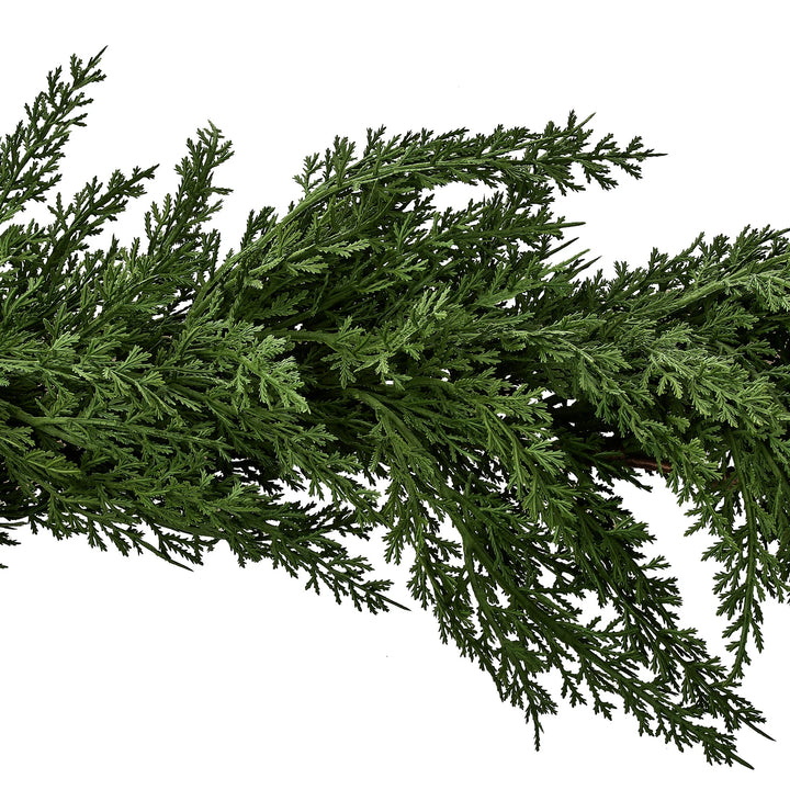 My Texas House 9ft Non-lit Natural Feel Cedar Green Artificial Christmas Garland, Soft PE