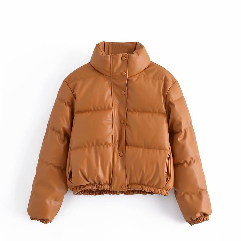Women's Black PU Parka – Elegant Winter