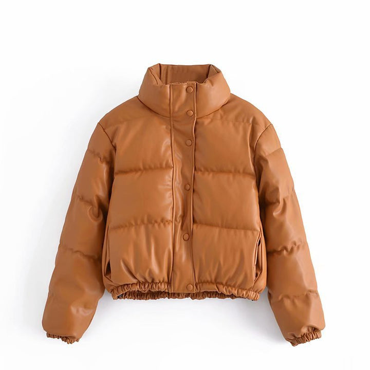Women's Black PU Parka – Elegant Winter