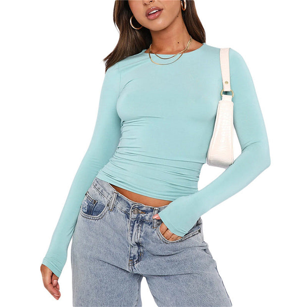 Women's Slim Fit Pullover Shirt – Solid Color