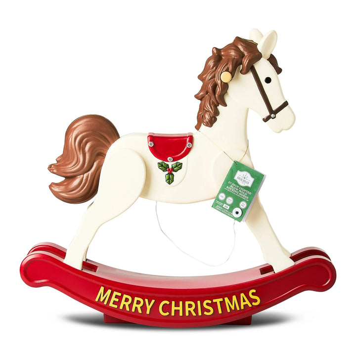 Lighted Blow Mold Rocking Horse Outdoor Christmas Decoration, Multicolor, 27", by Holiday Time - NATOBA
