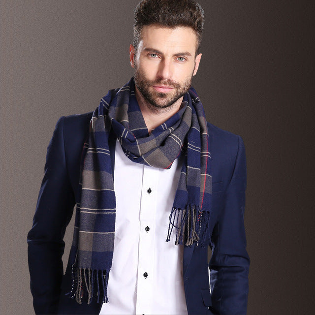 Men's Tartan Shawl – Warm Winter Scarf