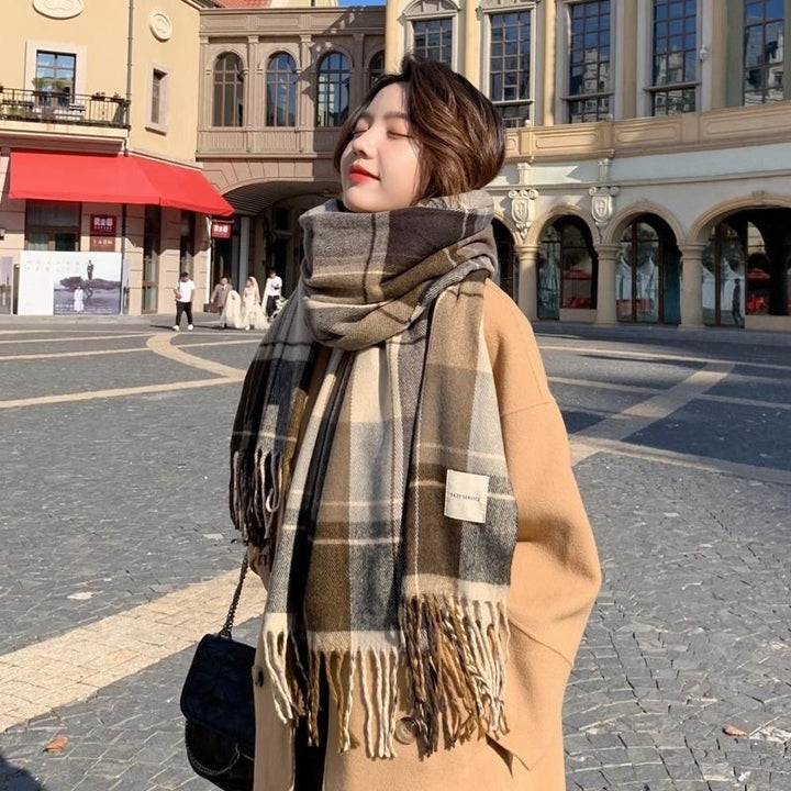 Women's Plaid Winter Scarf – Thick & Warm