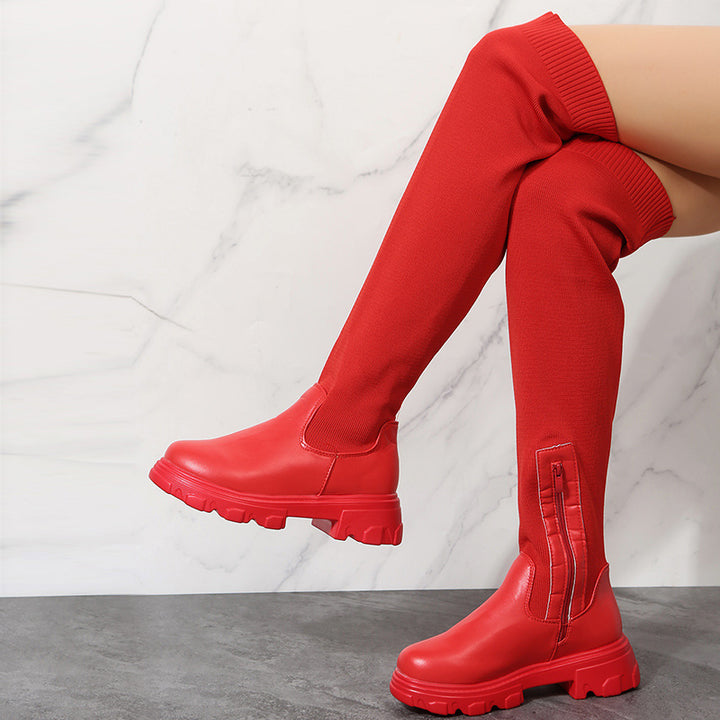 Women's Knee-High Boots – Zipper Winter Style