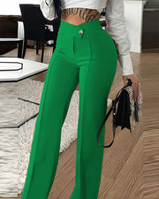 Women's Slim Straight-Leg Pants – Solid Color