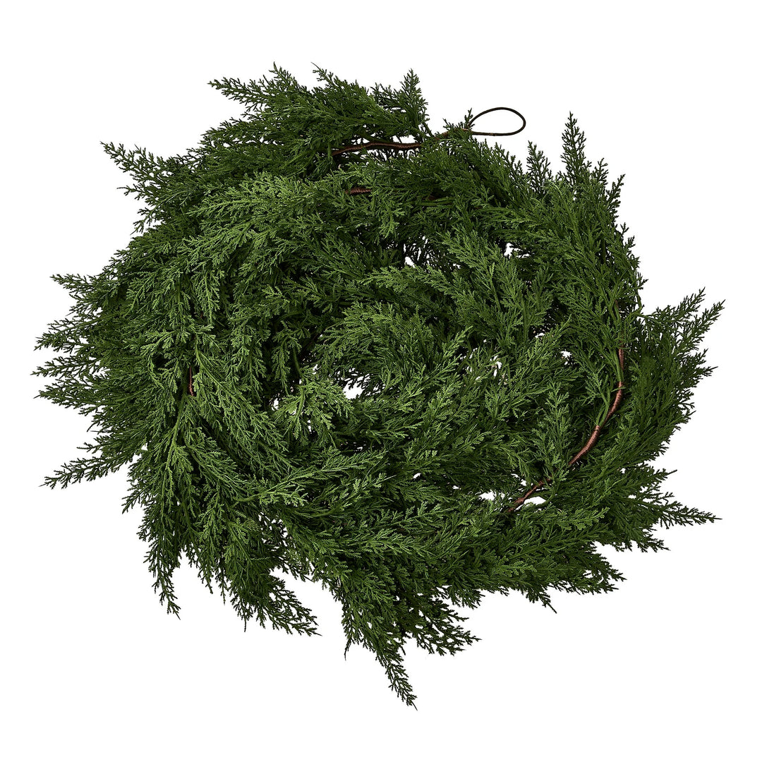 My Texas House 9ft Non-lit Natural Feel Cedar Green Artificial Christmas Garland, Soft PE