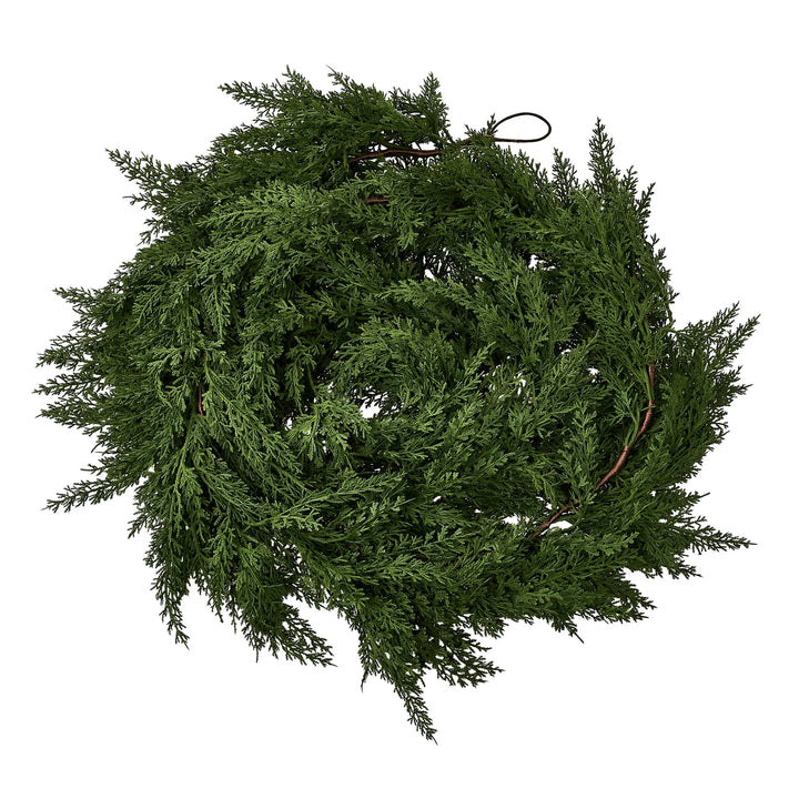 My Texas House 9ft Non-lit Natural Feel Cedar Green Artificial Christmas Garland, Soft PE