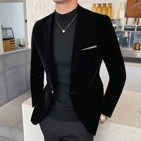 Gold Velvet Blazer | High-Quality Slim Fit Suit Jacket