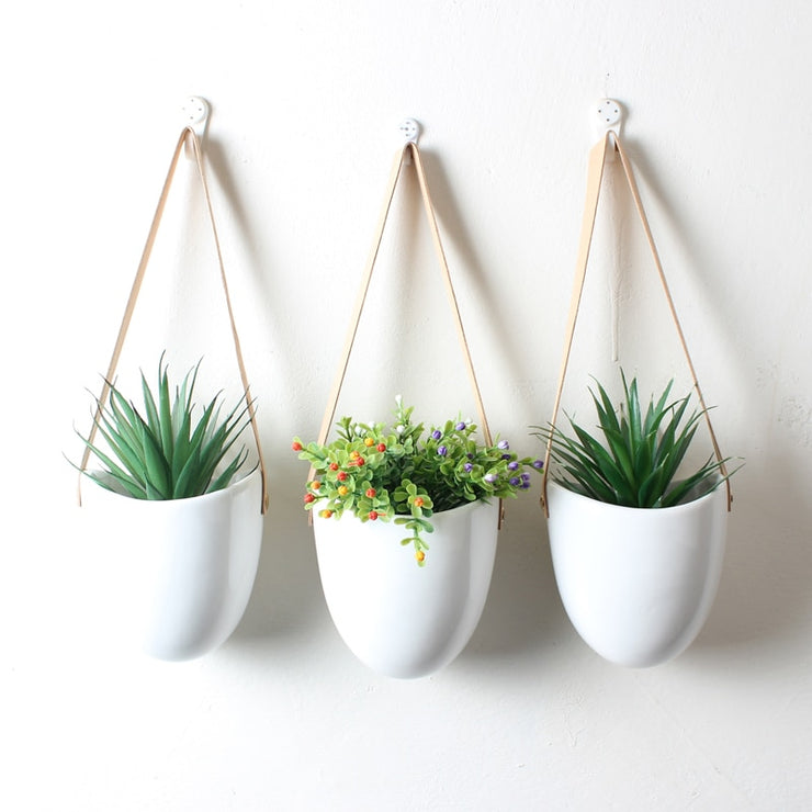 Set of 3 Ceramic Hanging Planters