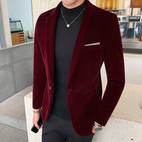 Gold Velvet Blazer | High-Quality Slim Fit Suit Jacket
