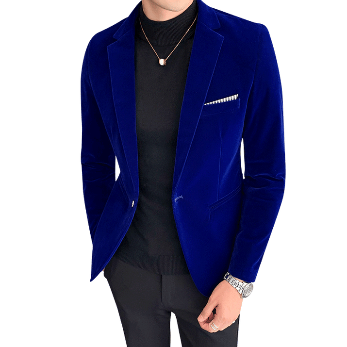 Gold Velvet Blazer | High-Quality Slim Fit Suit Jacket