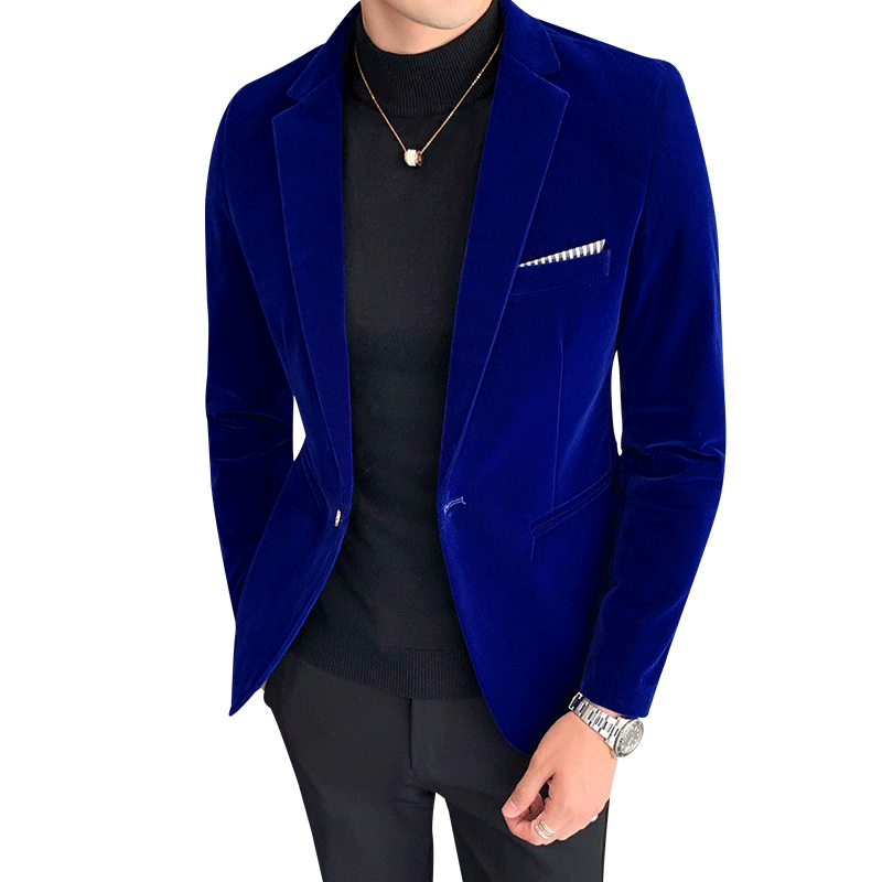 Gold Velvet Blazer | High-Quality Slim Fit Suit Jacket