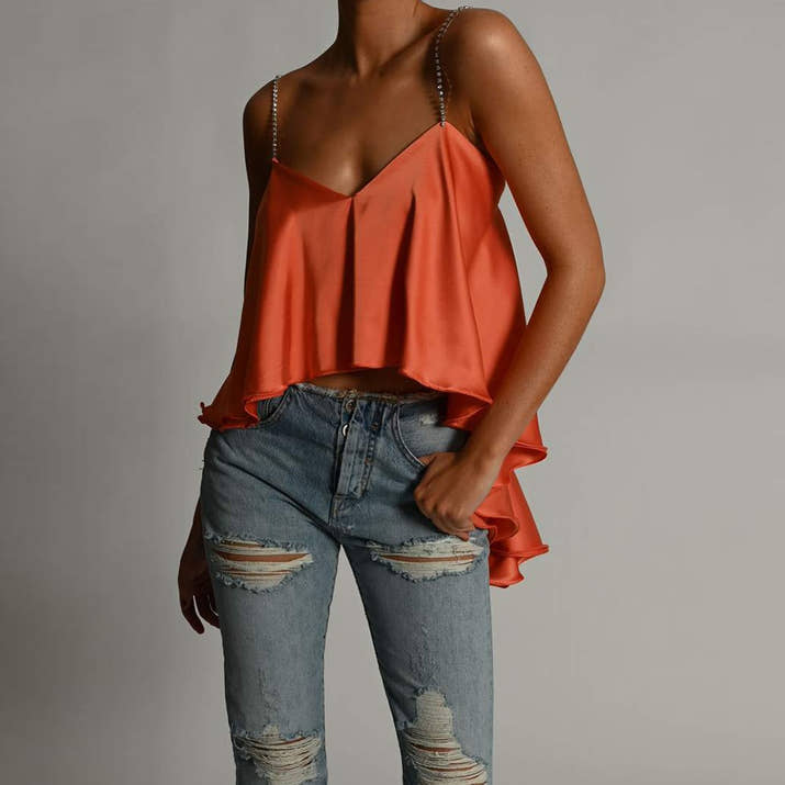 Stretchy Draped Crop Top Women Sexy Shirt