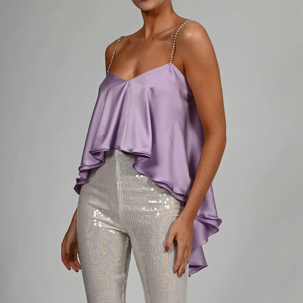 Stretchy Draped Crop Top Women Sexy Shirt