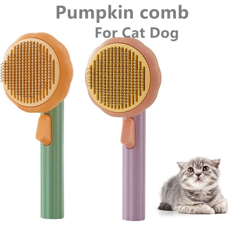 Pet Pumpkin Brush Self Cleaning Slicker